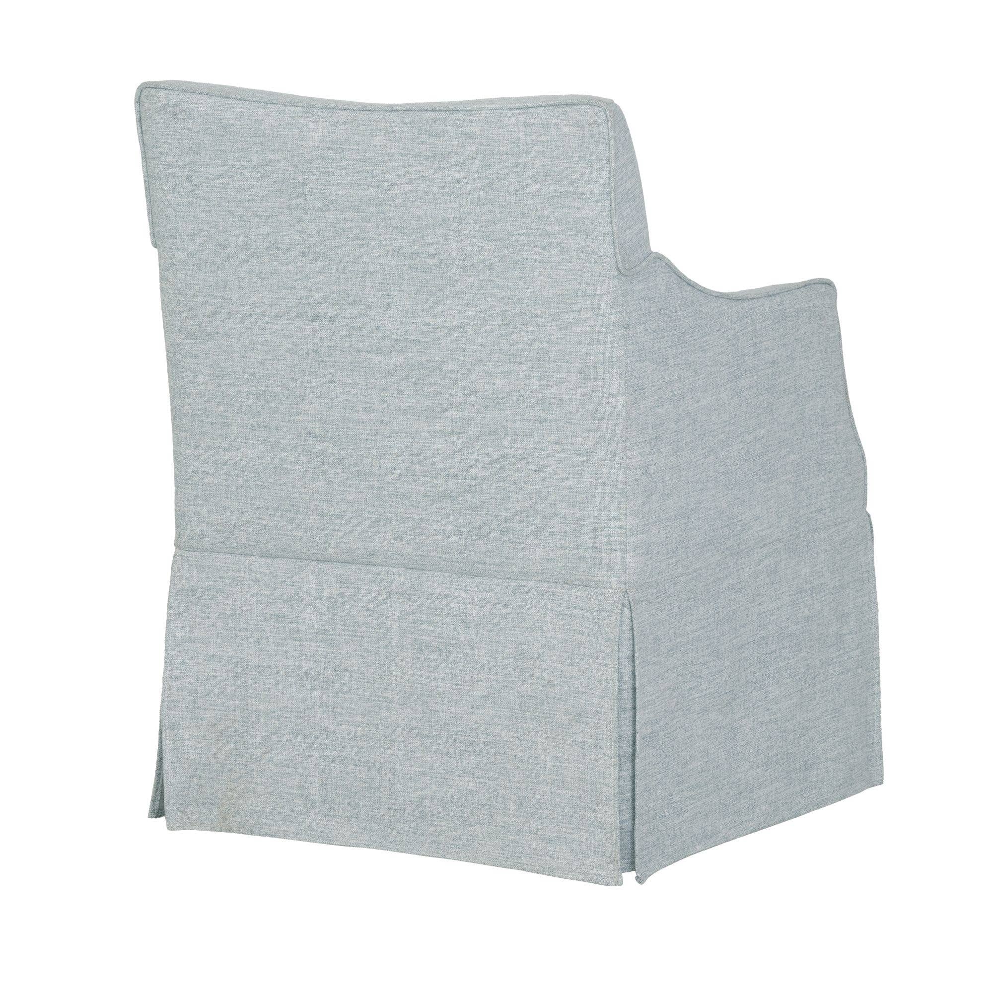 Olliix - Vente Chaises - Fauteuil de salle à manger capitonné avec jupe + roulettes, bleu clair7