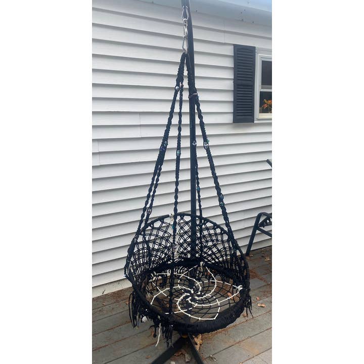 Hanging Macrame' Chair with Handmade Beads Black for wholesale by Hang-ups by Ami