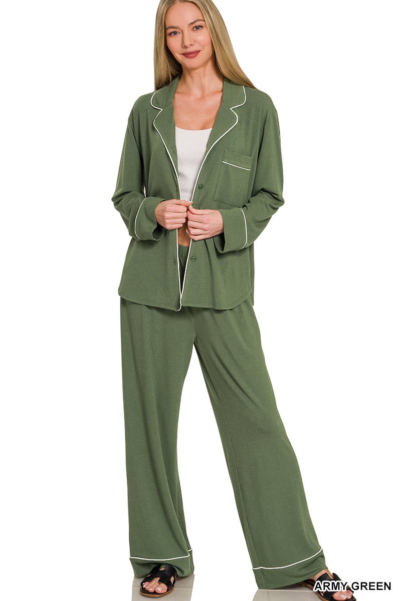 42POPS - Wholesale Lounge Set - Women's - ..._ SI-26598 Button Down Shirt And Pants 2 Piece Pajama Set5