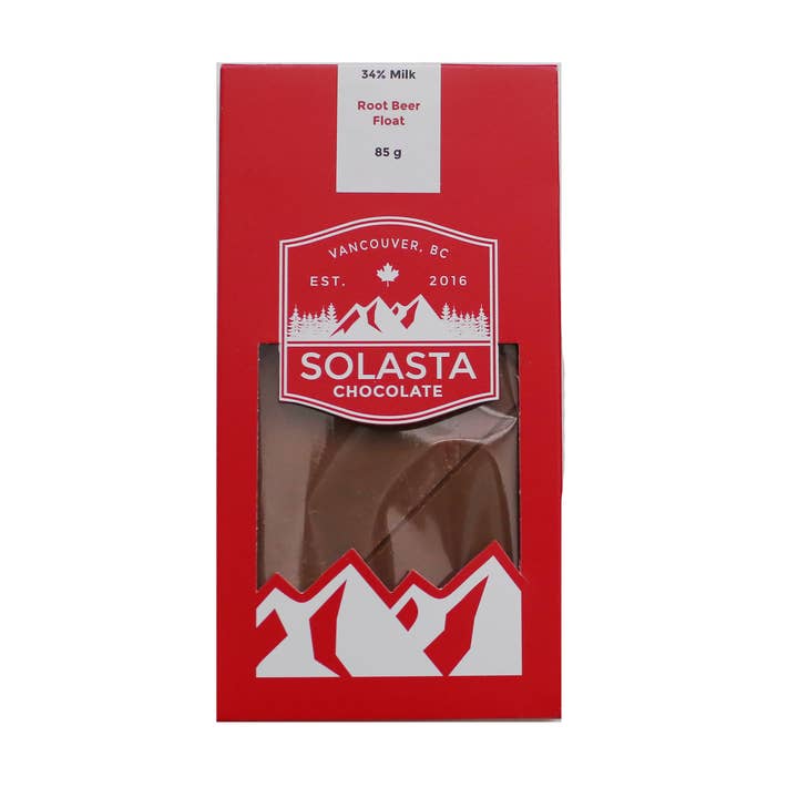 Root Beer Float Milk Chocolate Bar for wholesale by Solasta Chocolate Inc.