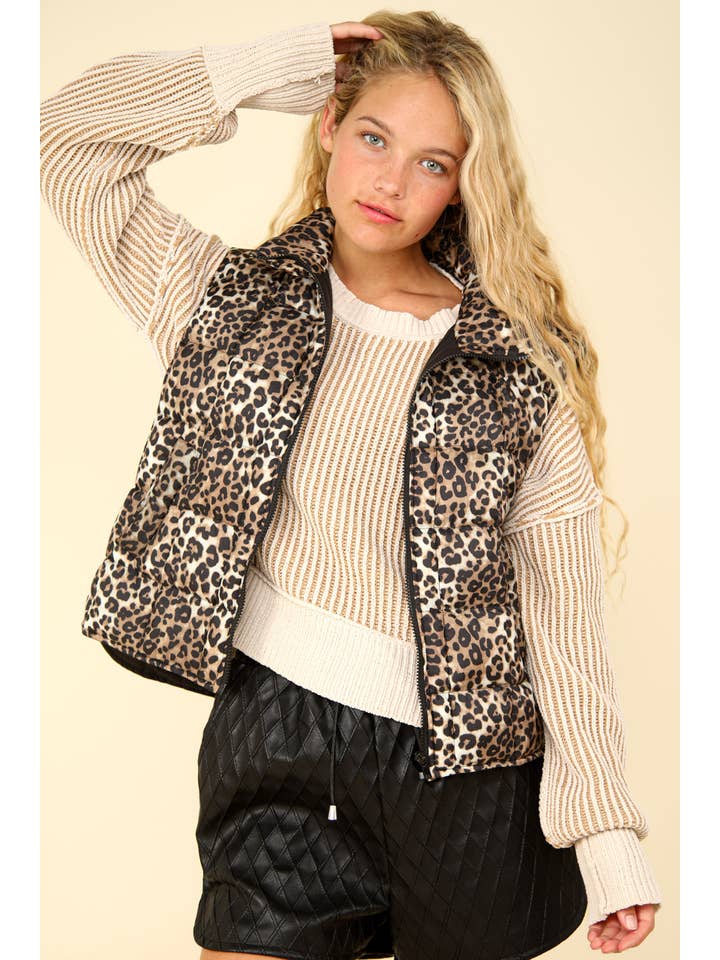 VERY J - Wholesale Sweater Vest - Women's - NJ90282-Solid Puffer Padded Warm Vest
