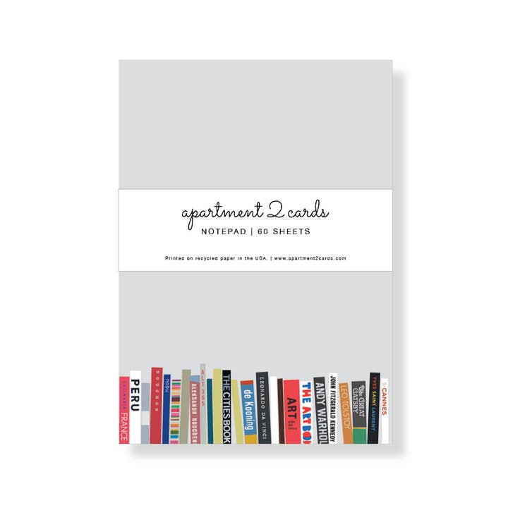 Curated Bookshelf 4.75x6.5" Notepad for wholesale by Apartment 2 Cards