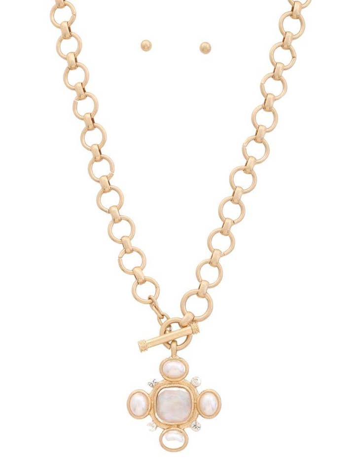 COLLIER PENDENTIF CROIX EN PERLES MÉTALLIQUES pour la vente par anbfashion