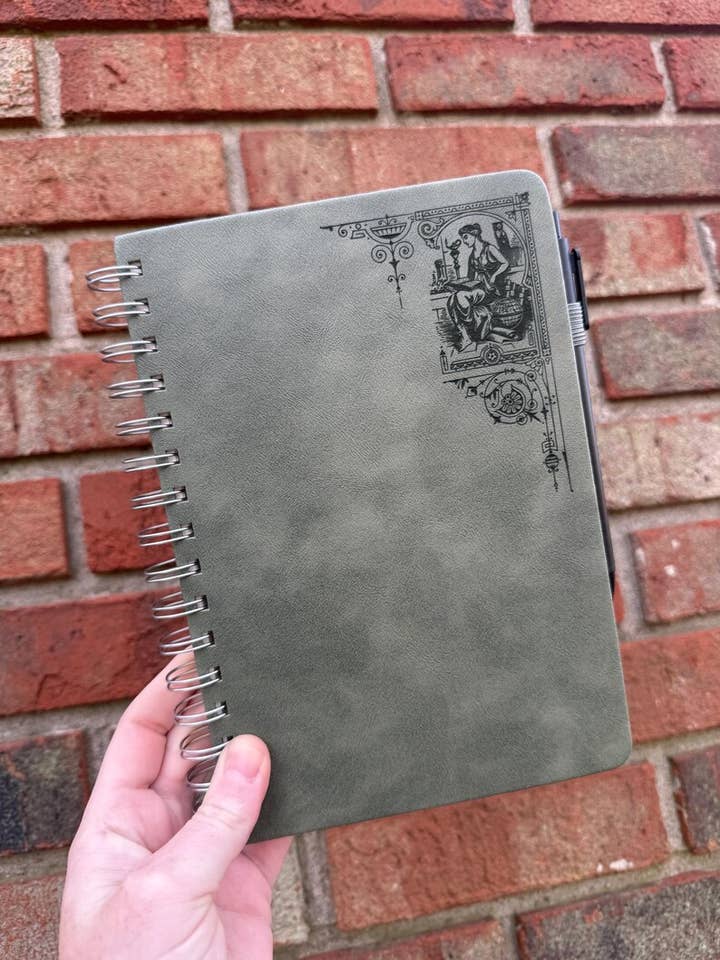 Vintage Reader Corner Motif Notebook Leatherette Journal for wholesale by Corkscrew Curiosities