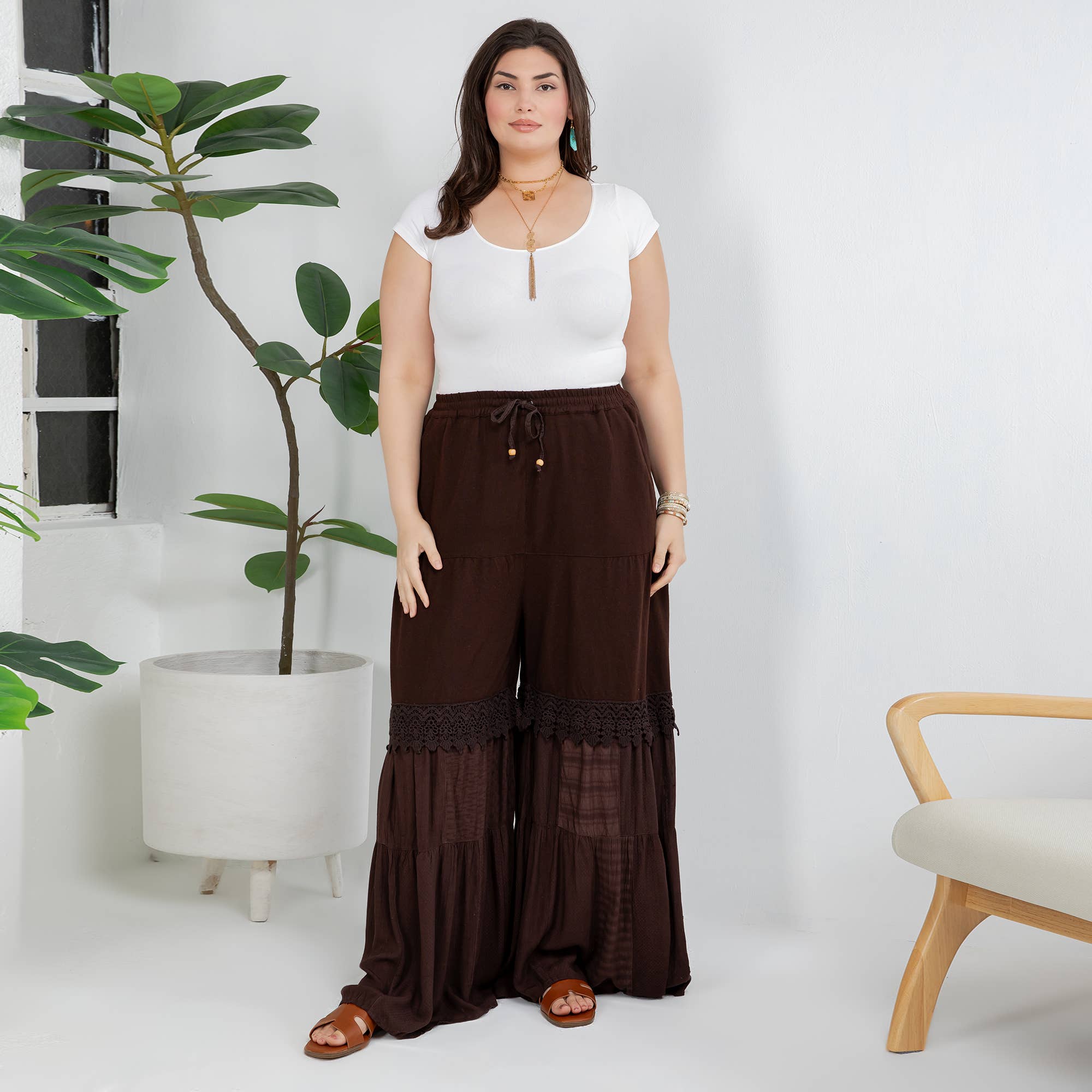 Young Threads - Venta al por mayor Pantalones - Mujer - Pantalones de Encaje y Punto con Inserciones de Parche en Denim de Capas Boho (Nuevo)26