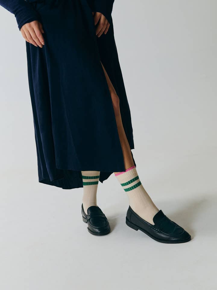 Grønstribede sokker for engroshandel hos Jutelaune