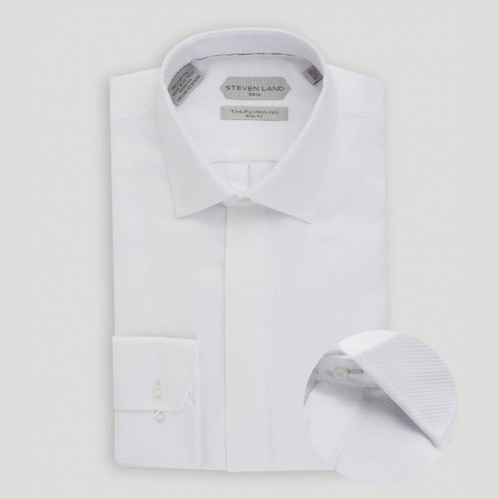The River Twill | Double Woven Cotton | Button Cuff | White for wholesale by Steven Land