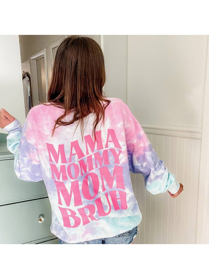 Sweetees Apparel - Wholesale Graphic Sweatshirt - Women's - Mama Mommy Mom Bruh Tie Dye Sweatshirt