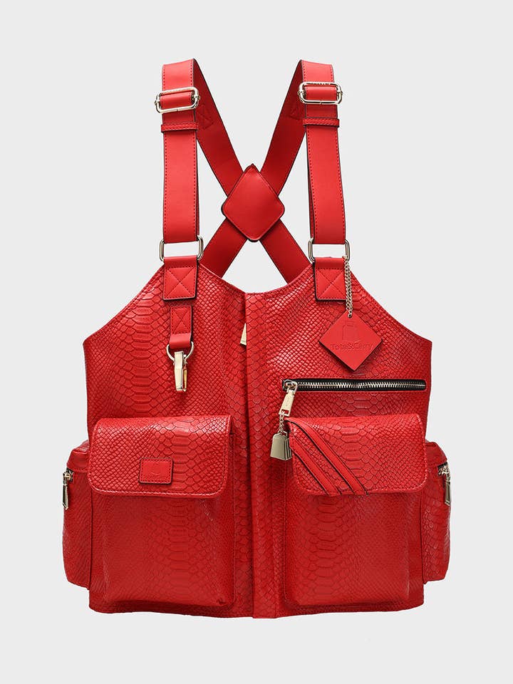 Tactical Leather Vest in Red for wholesale by Tote&Carry