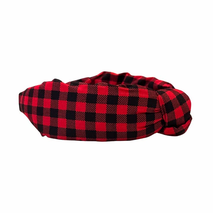 Red and Black Gingham Game Day Knotted Headband for wholesale by BOHEMIAN GEMME