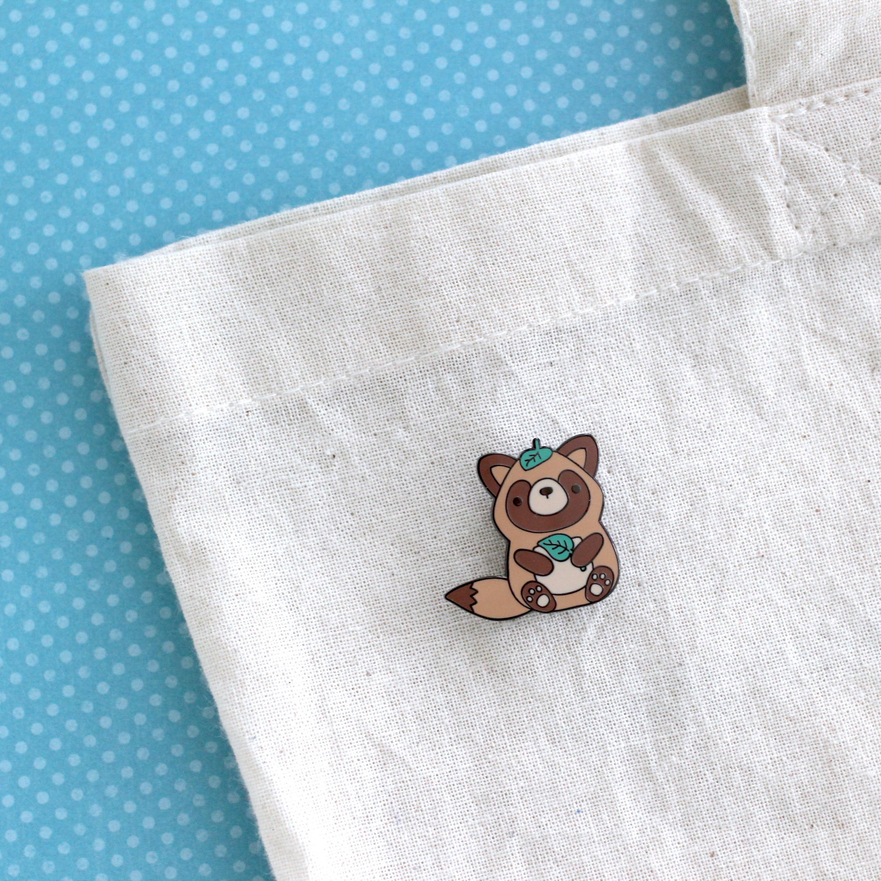 Wild Whimsy Woolies - Wholesale Lapel Pin/Button - Tanuki Enamel Pin. Japanese raccoon dog Pin. Cute Anime Pin1