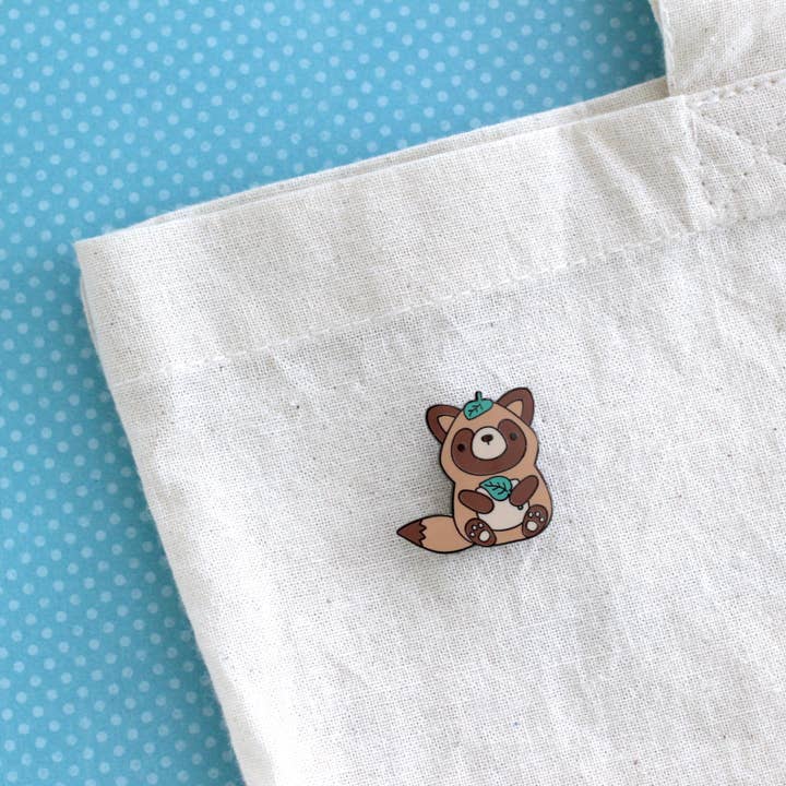 Wild Whimsy Woolies - Wholesale Lapel Pin/Button - Tanuki Enamel Pin. Japanese raccoon dog Pin. Cute Anime Pin1