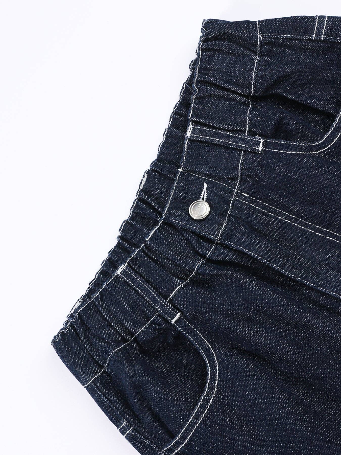 Blu Jeans a zampa casual a quadri per ragazze. in vendita all'ingrosso su Faire5