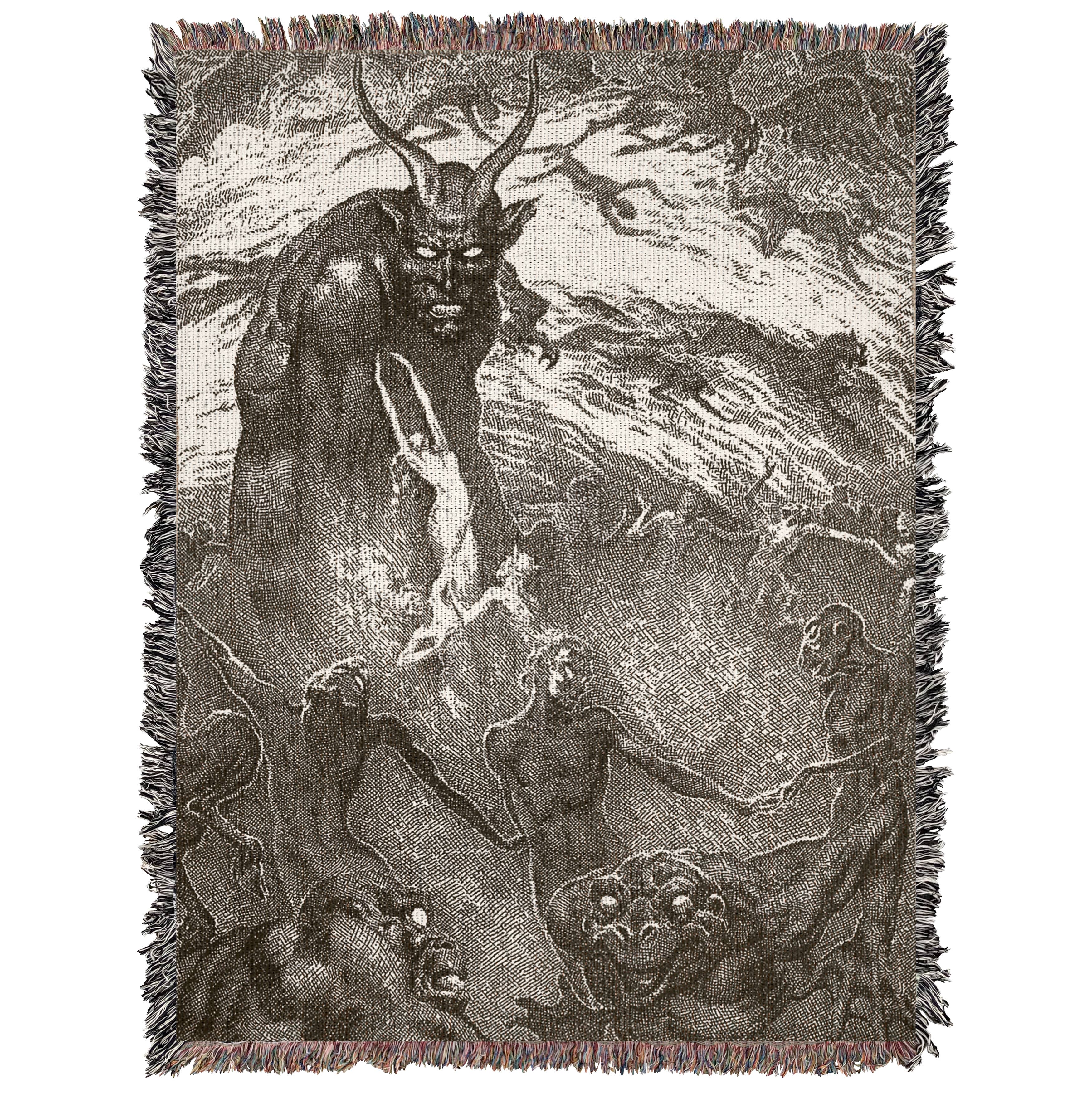 Killer Goods • Woven Blankets, Gifts, Home Decor – wholesale Prydnadsfilt – Descent Into Hell Baphomet Demon vävd filt (kopia)1