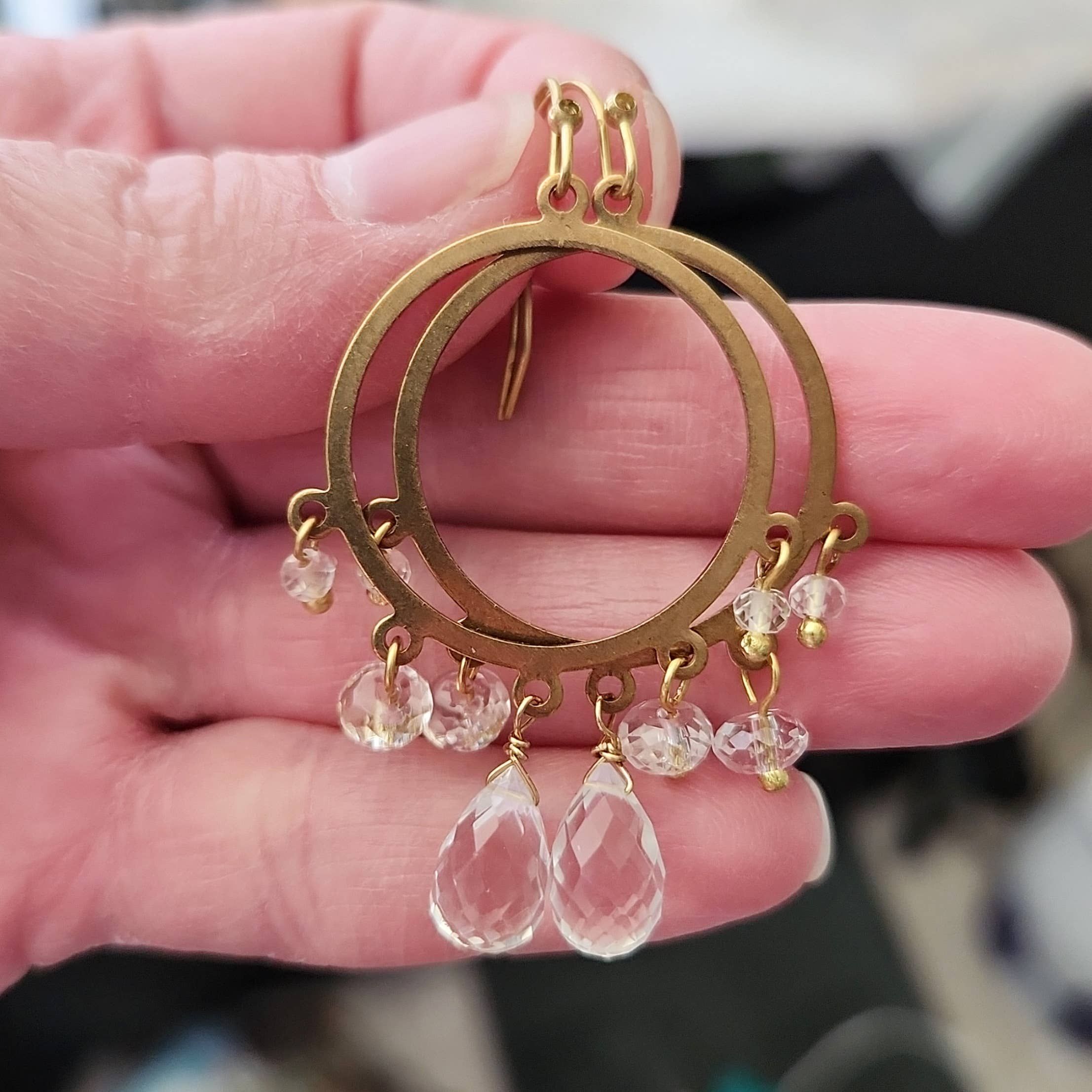 Sara Sela Jewelry - Wholesale Dangle Earrings - Gemstone and Brass Chandelier Bridal Statement Earrings4