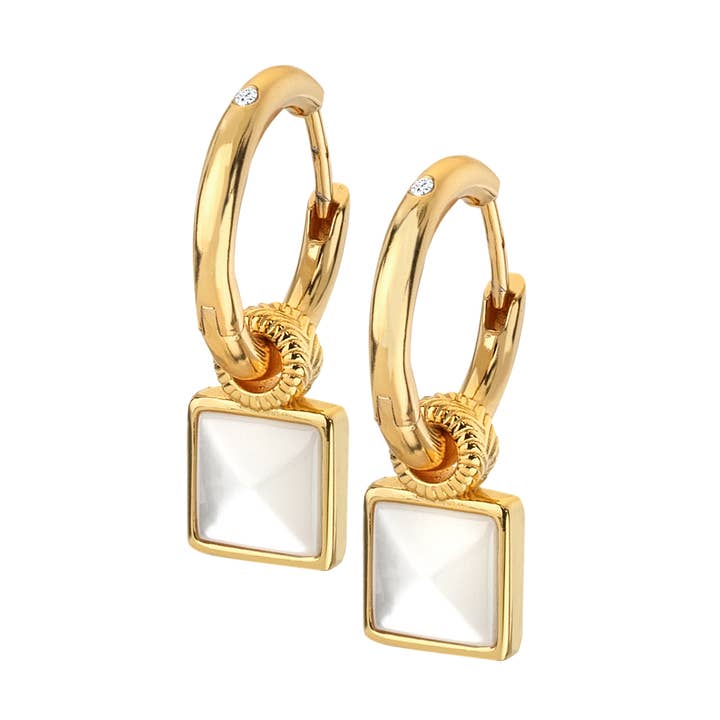 HD X JJ Calm Quadratische Perlmutt-Ohrringe für den Großhandel von Hot Diamonds