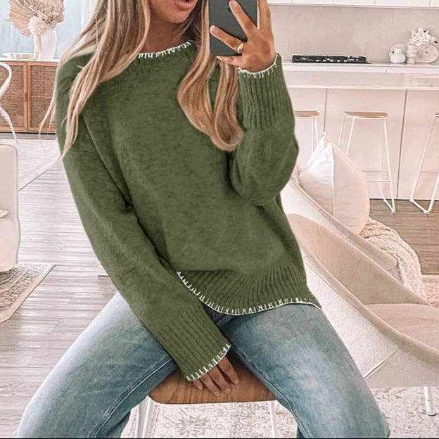 safistyle - Wholesale Knit Sweater - Women's - Women’s Round Neck Casual Knitted Sweater2