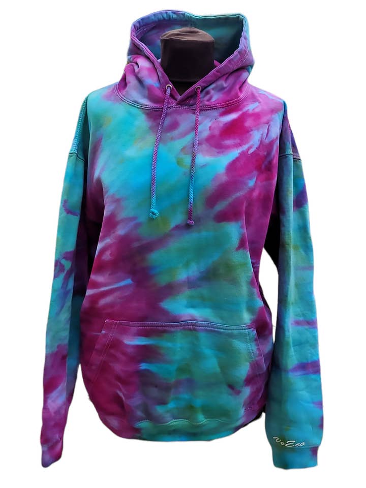 Einzigartiger zweifarbiger Tie-Dye-Hoodie mit Schrägverlauf für den Großhandel von VeEco Gifts
