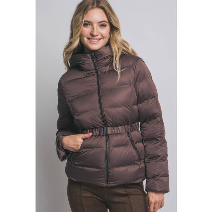 Casaco acolchoado com cinto para mulher por atacado de Upmost