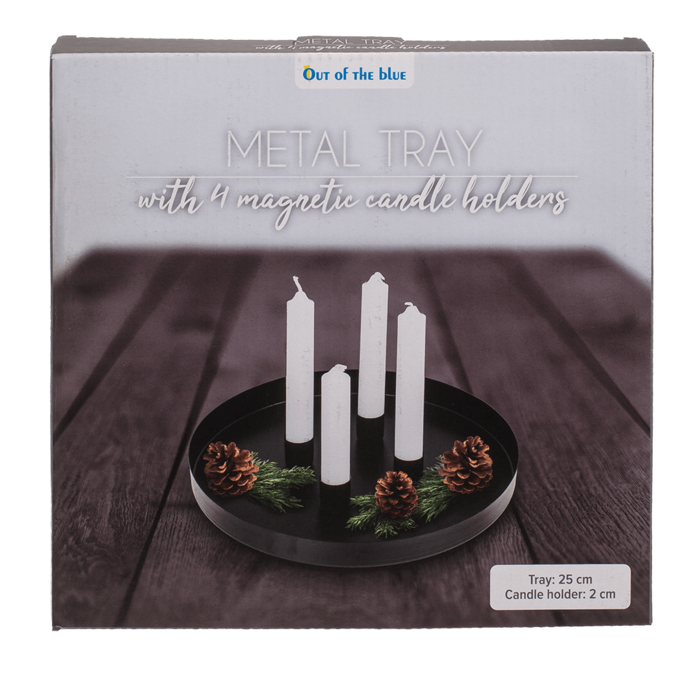 Out of the blue KG - Vente Bougeoirs - Porte-bougies rond en métal, Ø 25 cm, avec 4 porte-bougies magnétiques Ø 2 cm1
