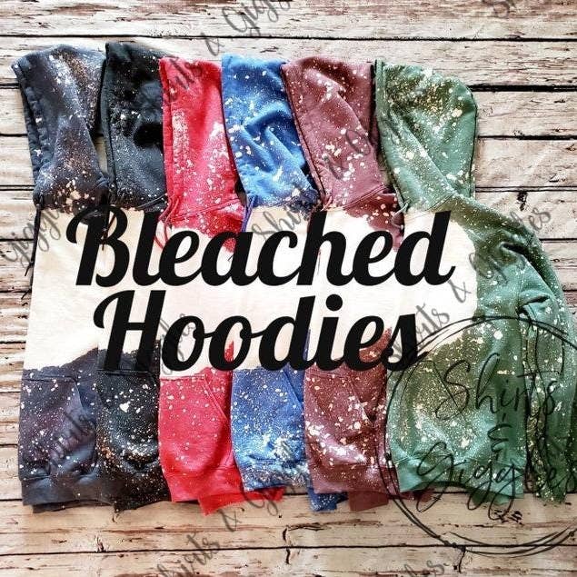 Blank Bleached Gildan Hooded Sweatshirts for wholesale by Shirts & Giggles