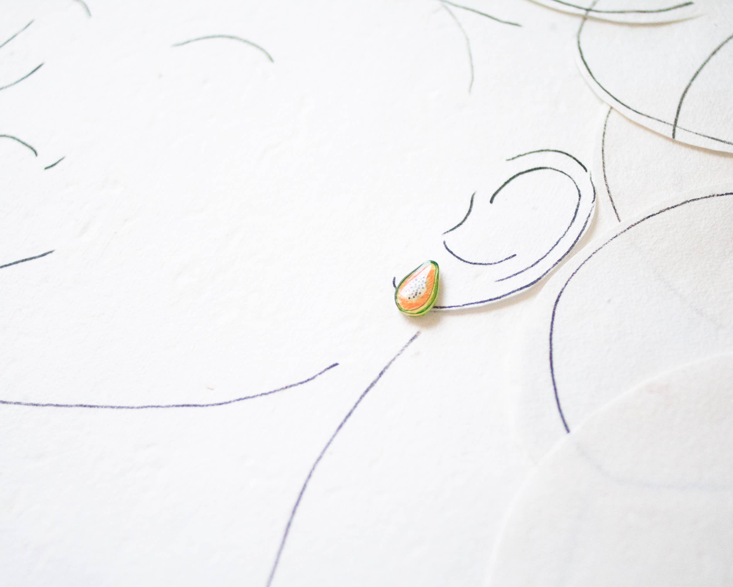 Poptone Co. - Vente Clous d'oreille - Boucles d'oreilles à tige papaye fruits tropicaux1