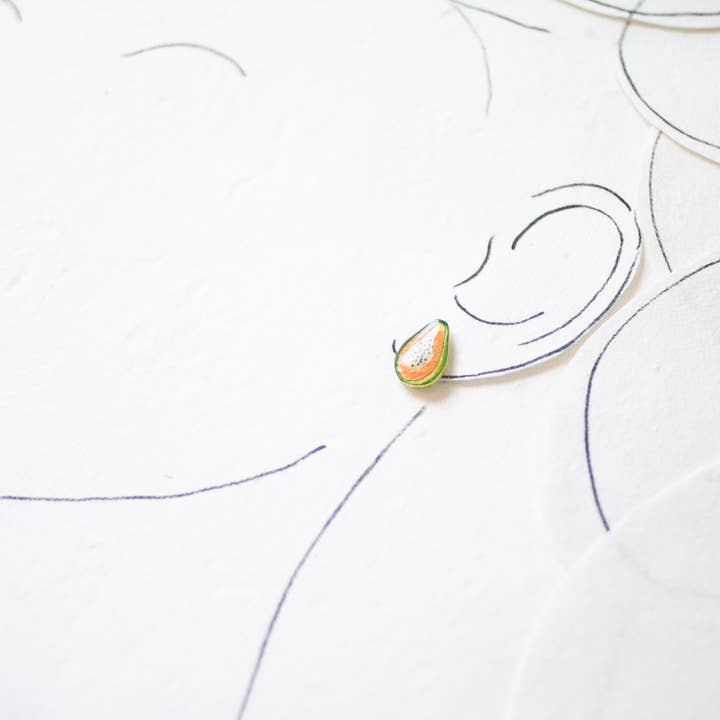 Poptone Co. - Vente Clous d'oreille - Boucles d'oreilles à tige papaye fruits tropicaux1