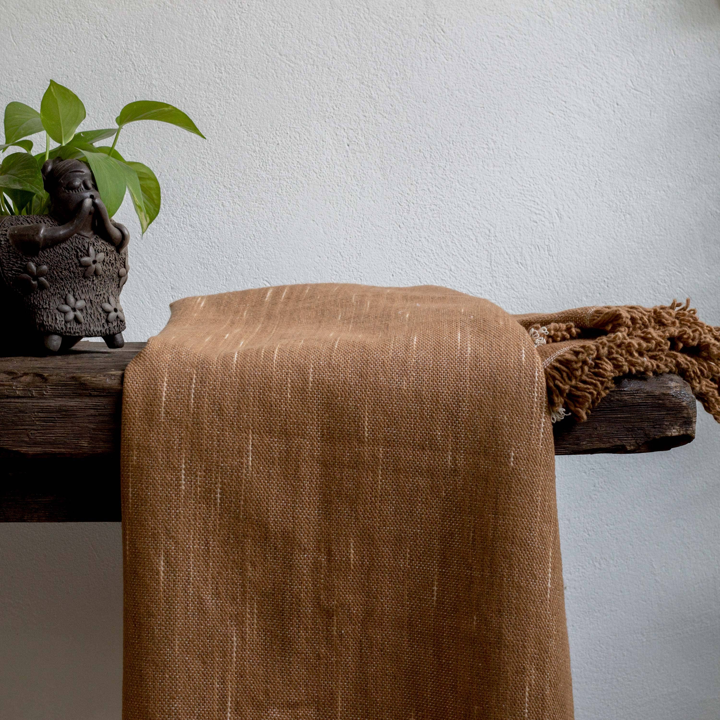 Under The Bough - Wholesale Throw Blanket - Liso Handloomed Cotton Blanket — Rust5