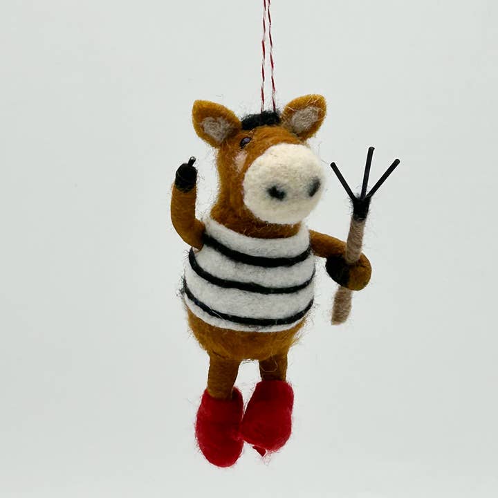 Kalid Christmas - Wholesale Ornament - Felt Figurine Christmas Cow with Fork Ornament