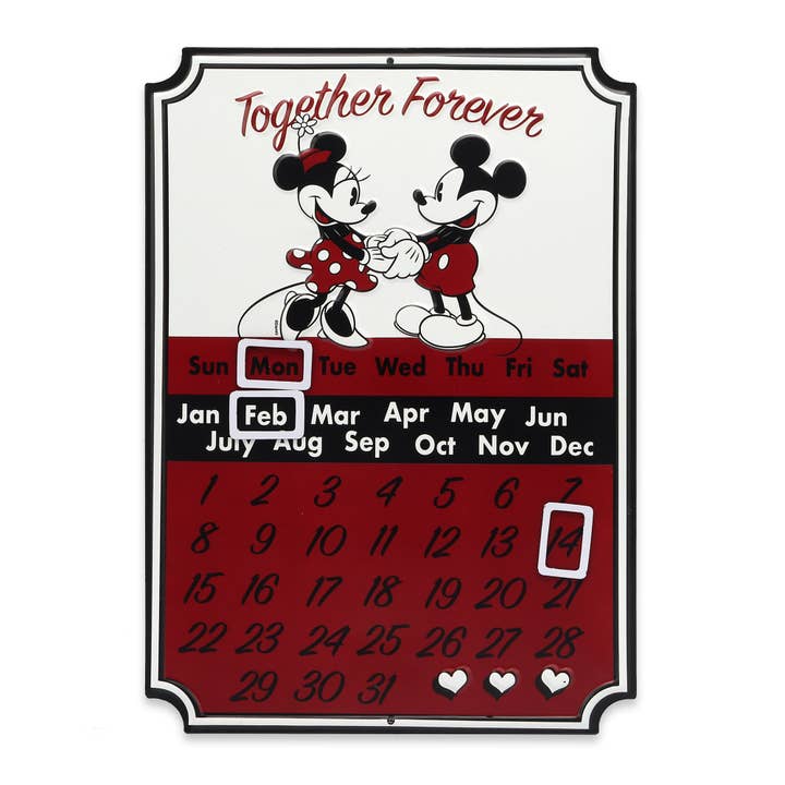 Open Road Brands, LLC - Wholesale Sign - Disney Mickey & Minnie Mouse Calendar Metal Sign
