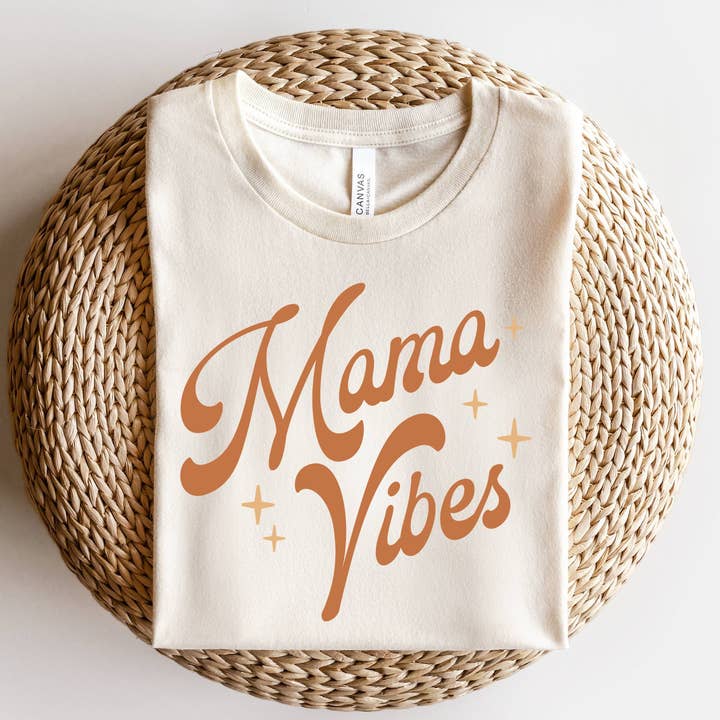 Mama Vibes Retro Graphic Tee | Mama Tee for wholesale by Amy Anne Apparel Inc