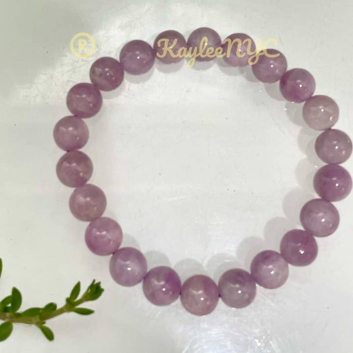 KayleeNYC - Wholesale Beaded Bracelet - Natural Kunzite 8mm 7.5” Crystal Bracelet He1