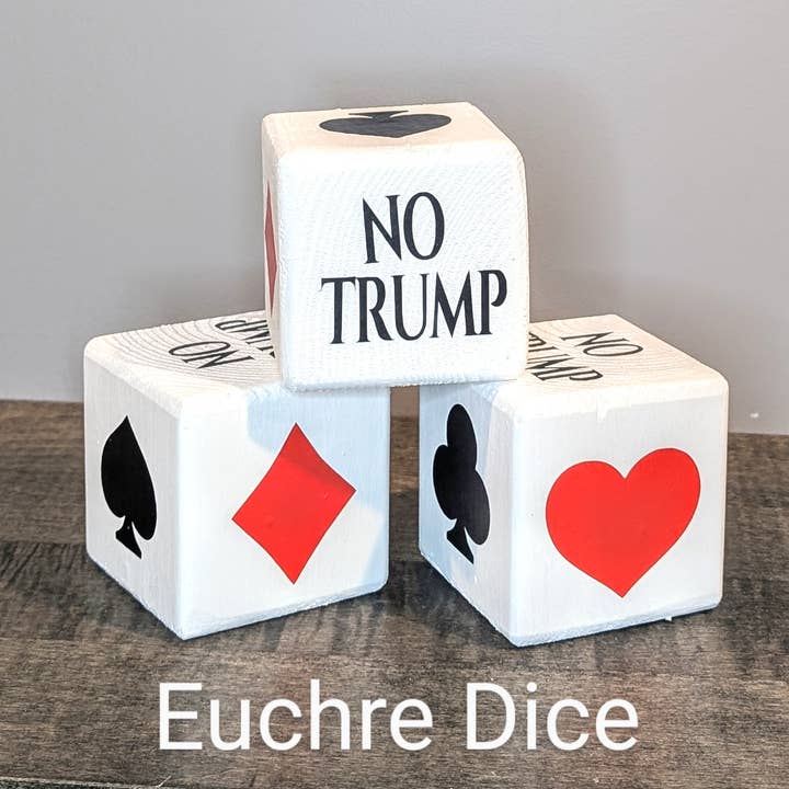 Jumbo Euchre Wood Dice 3.5" for wholesale by Rustic Fox Workhop