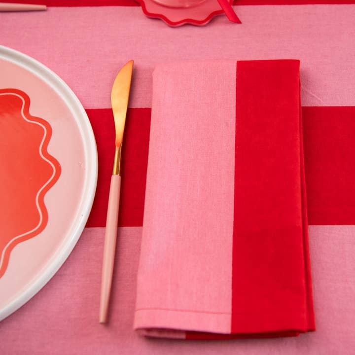 Pink Red Striped Napkin Set (6) for wholesale by Oh It's Perfect