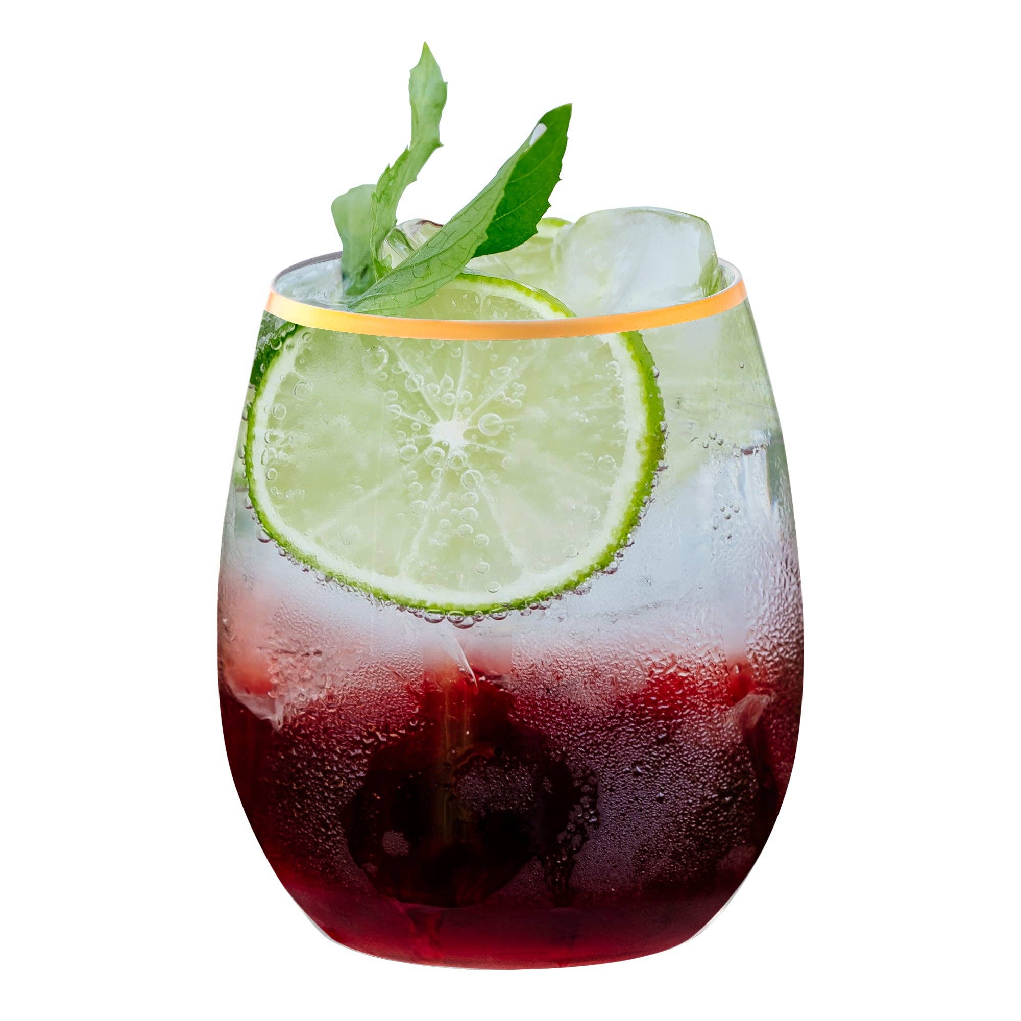 Smarty had a Party - Vente Verres à vin - Verres à vin en plastique transparents avec dorure de 12 oz - 64 pièces1