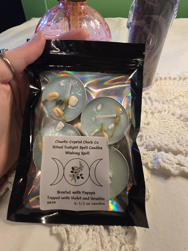 Ritual Tealight Wishing Spell for wholesale by Chaotic Crystal Chick Co.