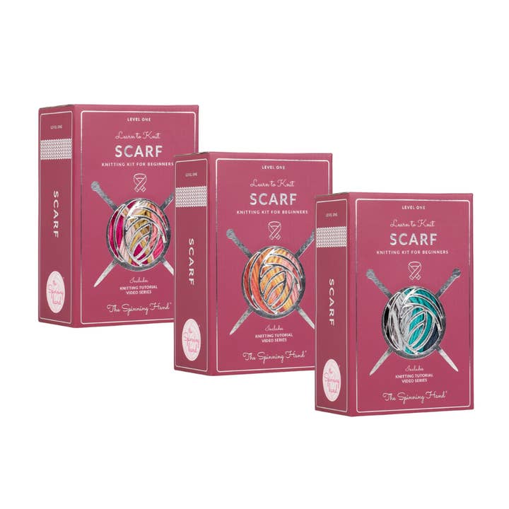 Bundle of 3: Learn to Knit Scarf Kit - 3 colorways pack of 3 for wholesale by The Spinning Hand - Luxury Knitting Kits