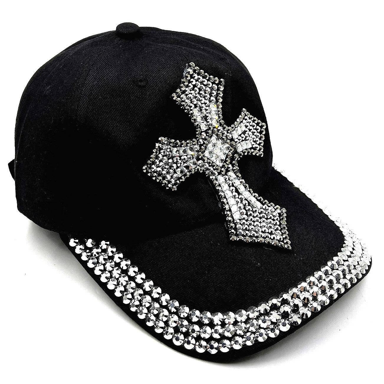 Diacly - Vente Casquette de baseball – femme - Chapeau gothique en forme de croix latine pointue et strass1