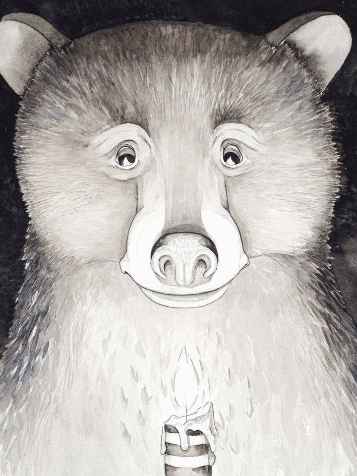 Impresión Giclée de Oso en Monocromo para venta al por mayor de Katie Crawford Art