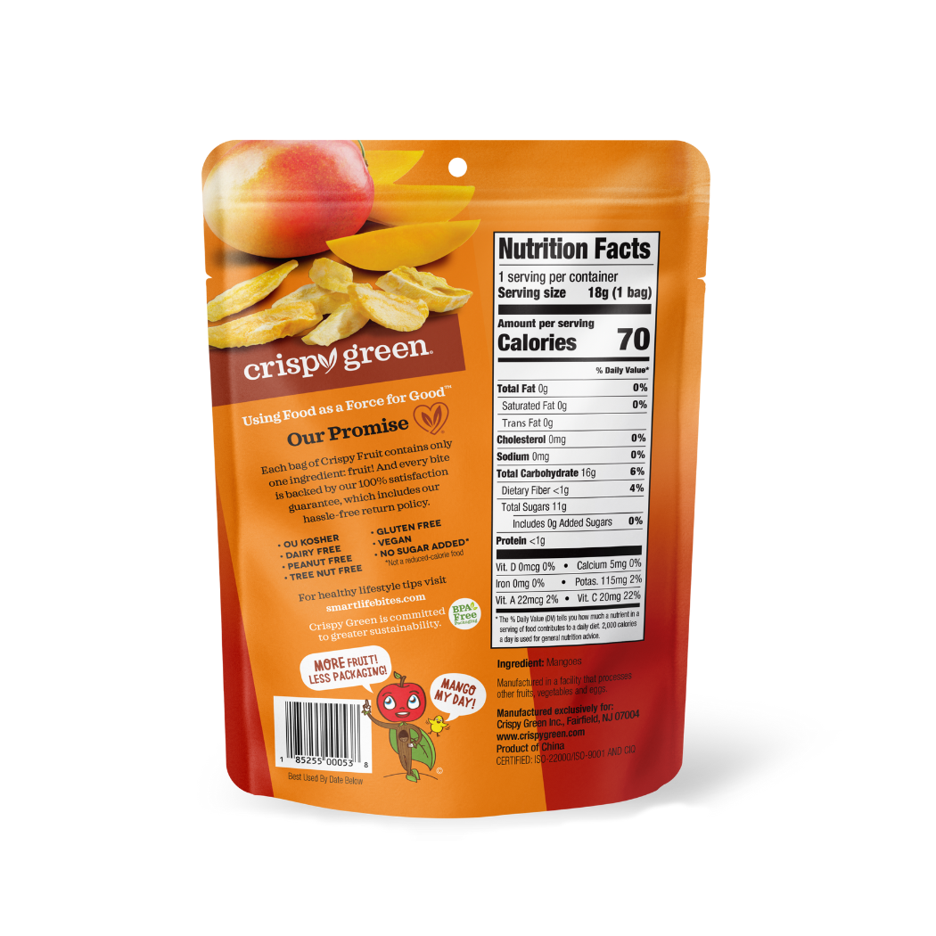 Crispy Green - Wholesale Dried/Dehydrated Fruit - Freeze Dried Mango 18g, Single1