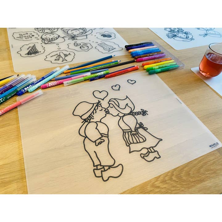 Colorable Placemat Holland Farmer and Farmer's Wife for wholesale by Edwali