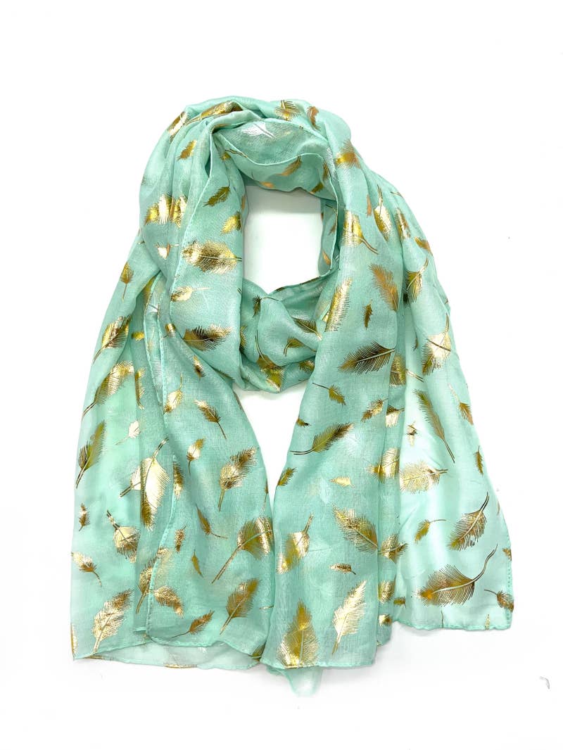 LINETA - Vente Écharpe – femme - B-6 Foulard avec dorure plume 4