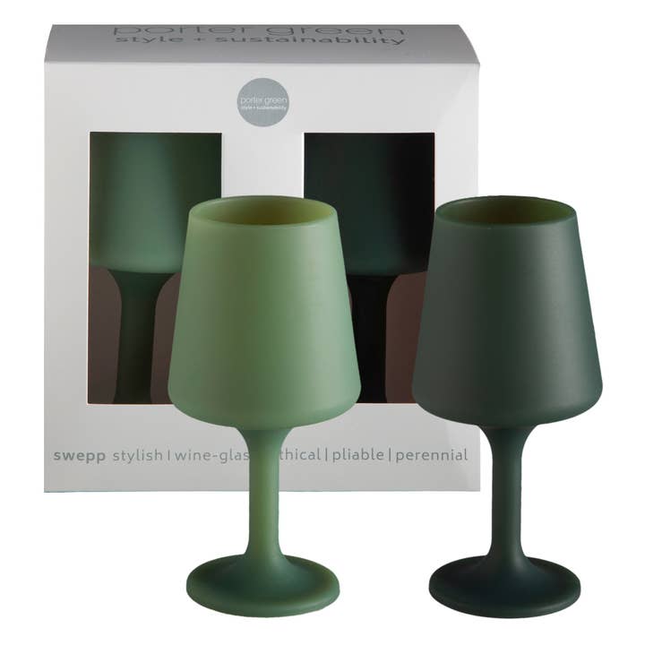 sage + olive | swepp | silicone unbreakable wine glasses for wholesale by porter green | canada