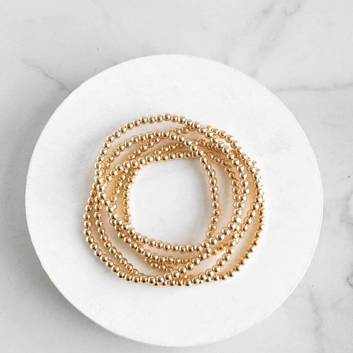 PennyLine inc - Wholesale Beaded Bracelet - Small ball beads bracelet stack of 5 bracelets Worn Gold