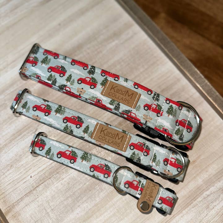 K and M Collars - Vendita all'ingrosso Collare - Cani - Collare per cani Christmas Tree Trucks, collari K e M, inverno1