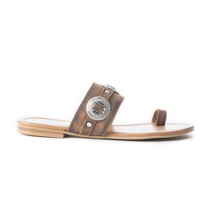 Sagebrush Concho Sandals In Brown for wholesale by Myra Bag