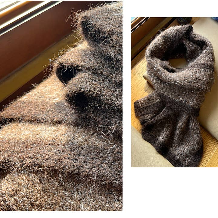 Marayn - Wholesale Scarf – Women's - Chunky Knit Colorblock Mohair Scarf Soft Chic Essential15