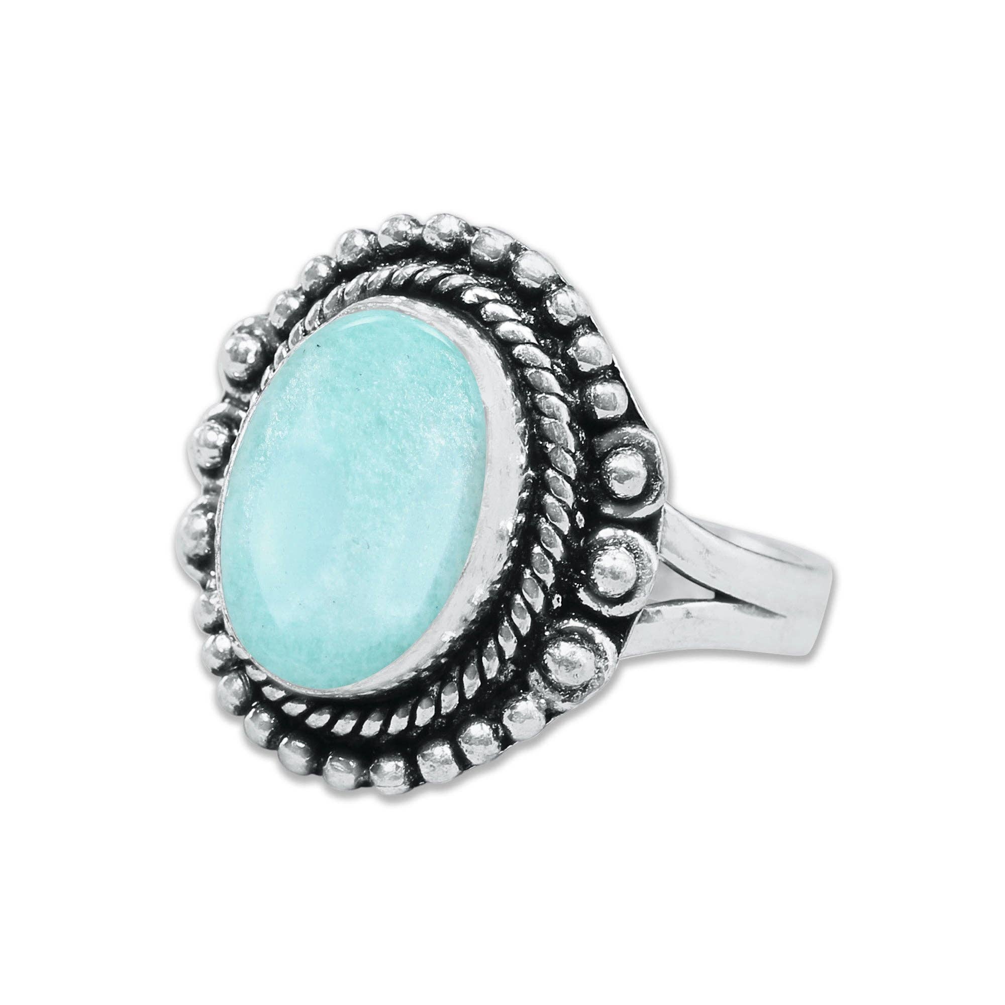 Handmade Jewels - Wholesale Cocktail/Statement Ring - Amazonite Rings – Handmade, Silver-Plated, Assorted Boho Designs (US Sizes 6–10)8