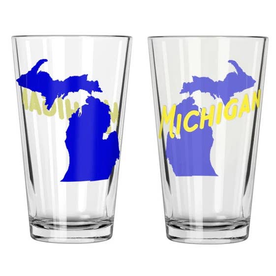 Collegiate Pint Glass - University of Michigan for wholesale by City Bird