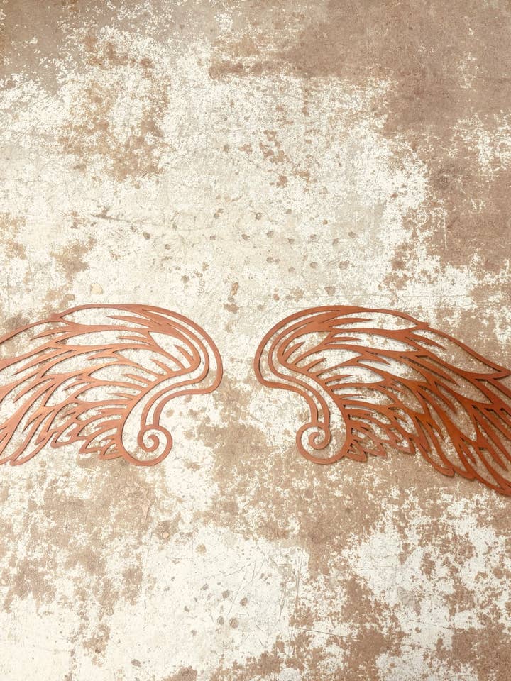 Angel Wings 24 Inch Each Rustic Metal Garden Whimsical Art for wholesale by Universal Ironworks USA
